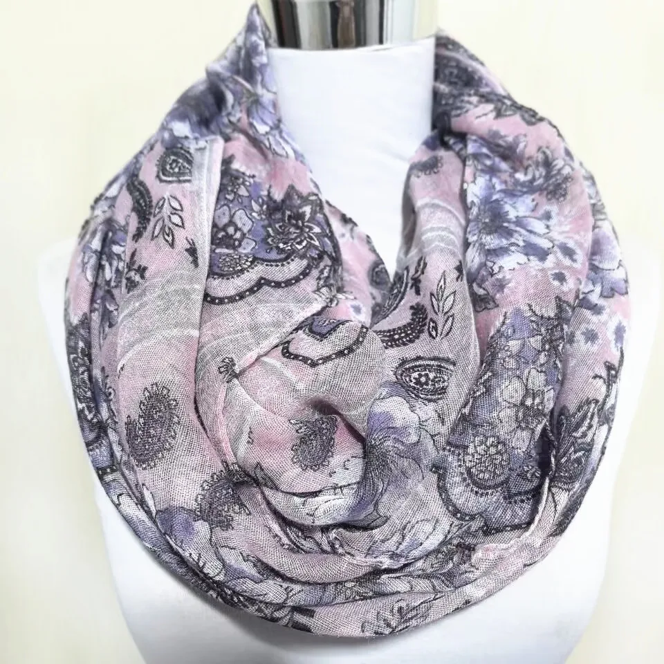 

Fashion Women Light Weight Cashew pattern print Ring Scarf Circle Snood Infinity Shawl Foulard Hijab Scarves New