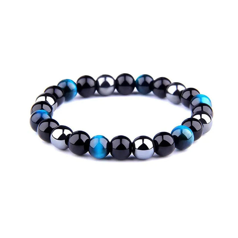 

Triple Protection Bracelet,for Protection - Bring Luck and Prosperity,Hematite Beads+Black Obsidian+Tiger's Eye Stone Bracelets