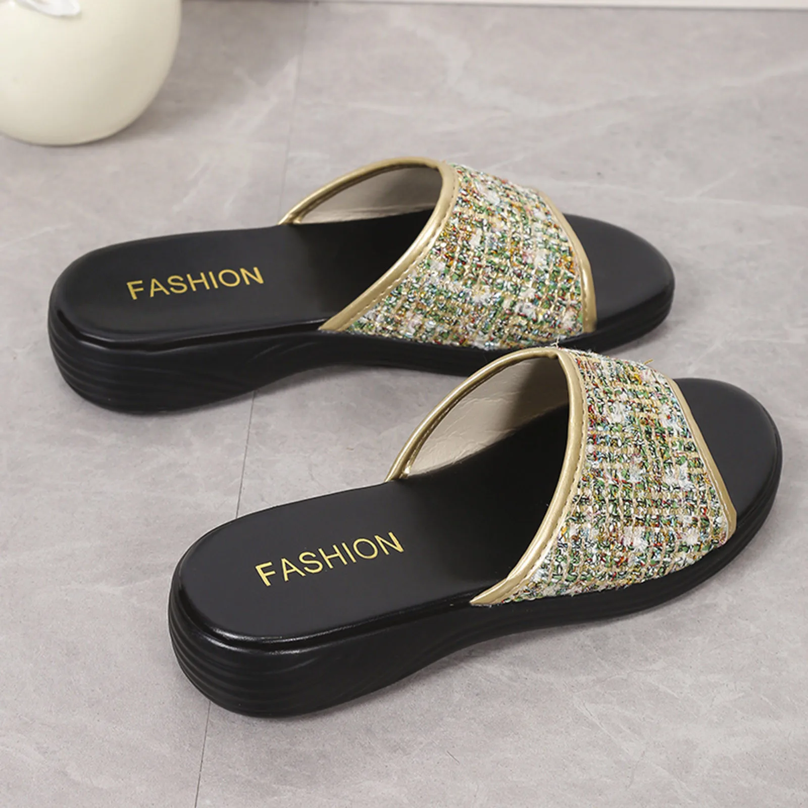 Women Soft Bottom Cloth Slip On Open Toe Flat. - Image 5