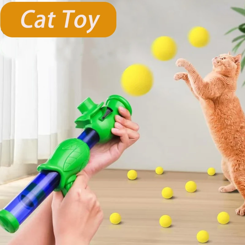 1 Set Cat Toy Pet Interactive Toys Ball Kitten Puppy Play Training Game EVA Ball Launcher Continuous Shooting Toys Cat Supplies 1
