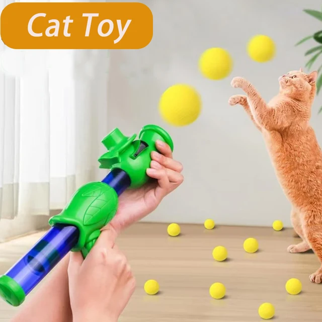 1 Set Cat Toy Pet Interactive Toys Ball Kitten Puppy Play Training Game EVA Ball Launcher Continuous Shooting Toys Cat Supplies 1