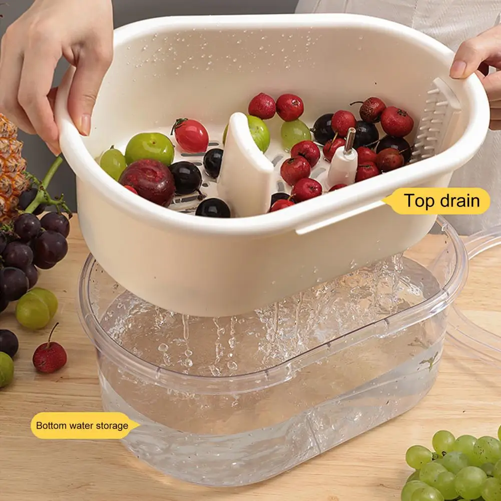 Fruit Solution Efficient Fruit Vegetable Washer with Large Capacity Spinner Bowl Detachable Brush Drain Basket for Easy Cleaning 2