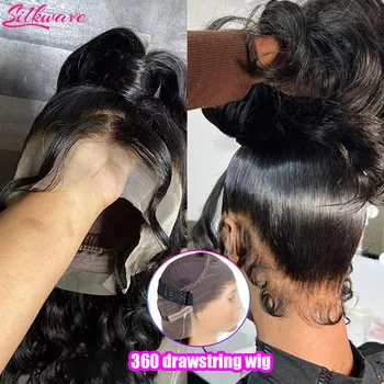 Body Wave Glueless Drawstring 360 Full Lace Wig Water Wave Human Hair Pre Plucked Hd 13x6 Lace Frontal Wig 5x5 Wear Go For Women 1