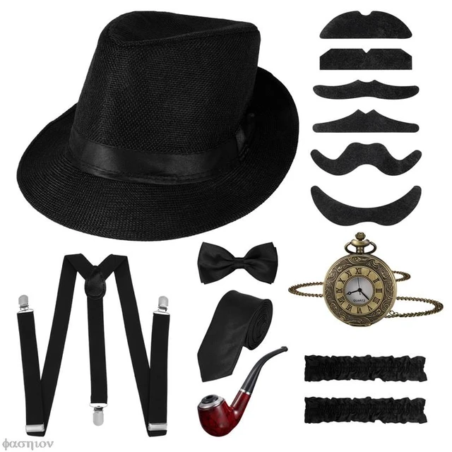 1920s Mens Gatsby Gangster Costume Grandpa Accessories Set with Newsboy Hat  Roaring 20s 30s Retro Old Man Costume Accessory Set - AliExpress