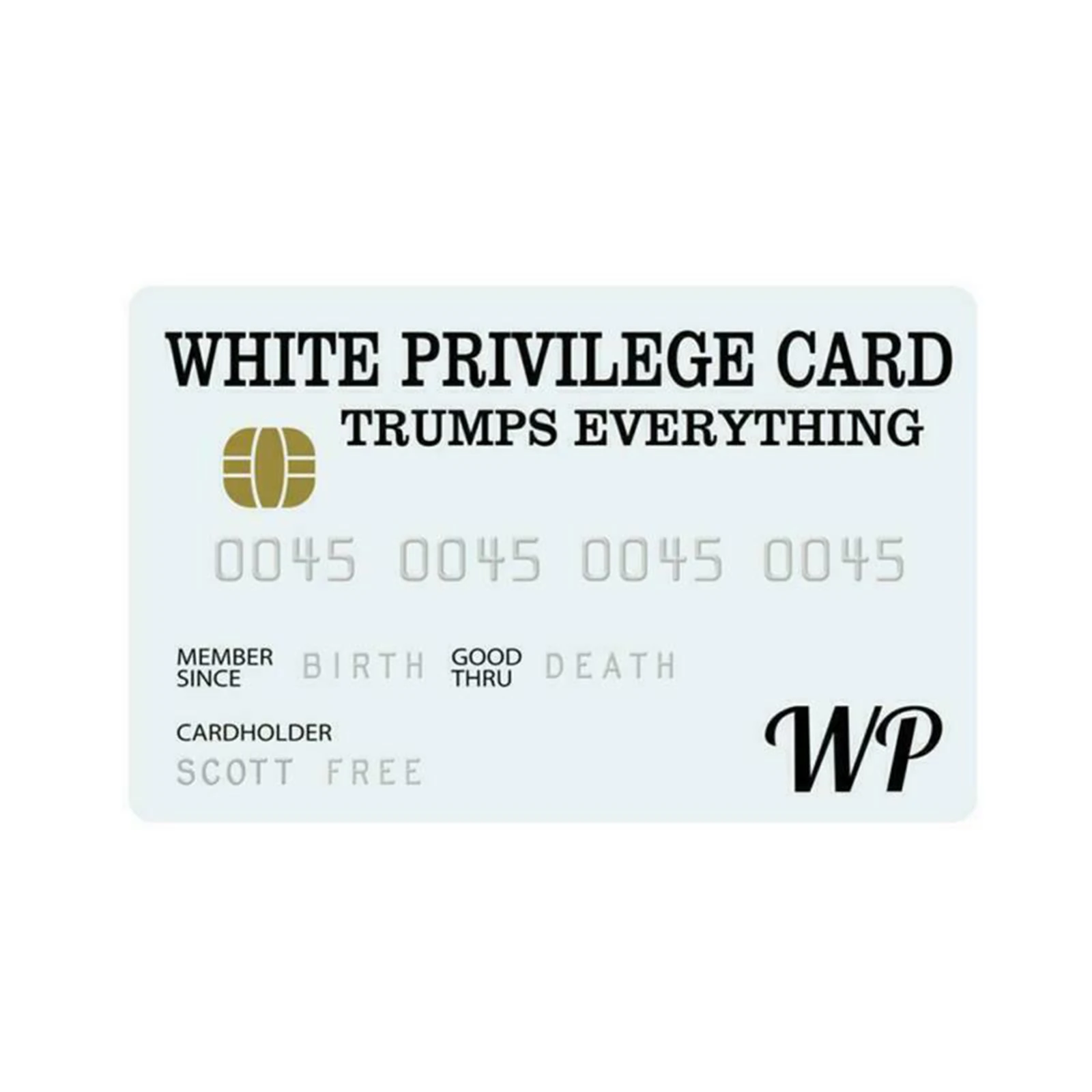 Gag Cards 1PC Success Collectable Novelty White Privilege Card