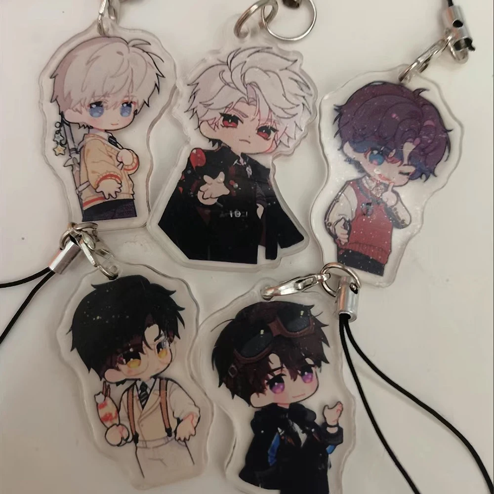 5Pieces Game Love And Deepspace Xavier Zayne Rafayel ralayo Sylus Cosplay Phone Chain Figure Acrylic Keychains Bag Pendant Gift