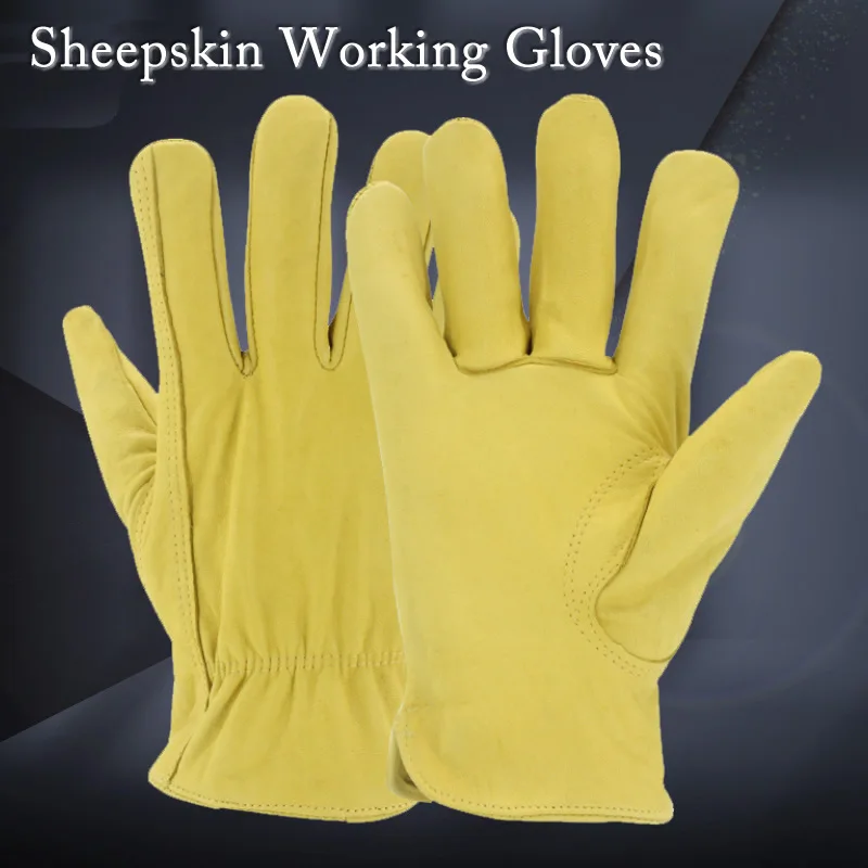 Work Gloves Leather Tear-Resistant Sheepskin Driver Labor Safety