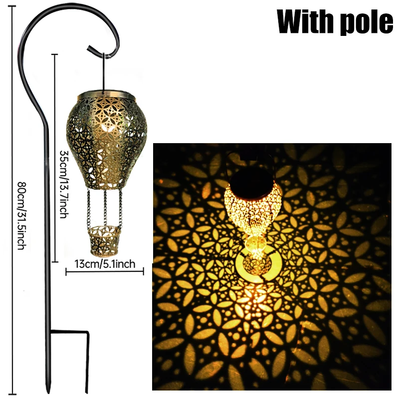 Lanterne solari a mongolfiera luci solari a sospensione in metallo impermeabile per esterni decorazioni a LED illuminazione a energia solare per la festa di natale  39