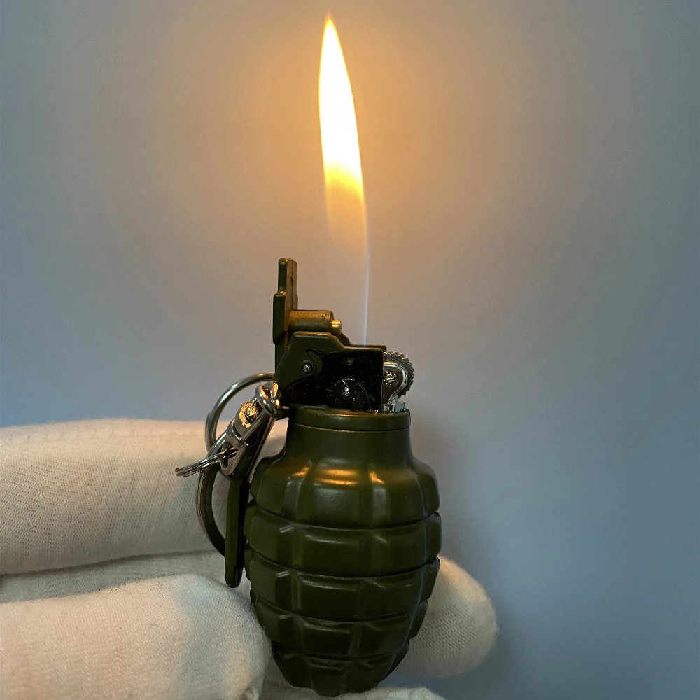 Personalized grenade model lighter metal butane gas grinding wheel open flame lighter cigarette accessories texture small gift 4