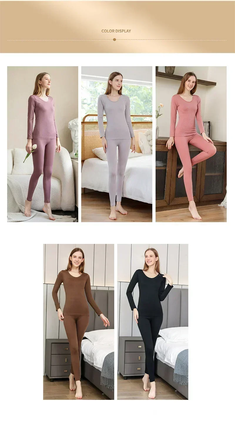 Frauen Warme Thermo-unterwäsche Sexy Damen Dessous Lange Unterhosen Frauen Geformte Sets Weibliche Mittleren Kragen Thermische Gestaltung Kleidung – Detail 16