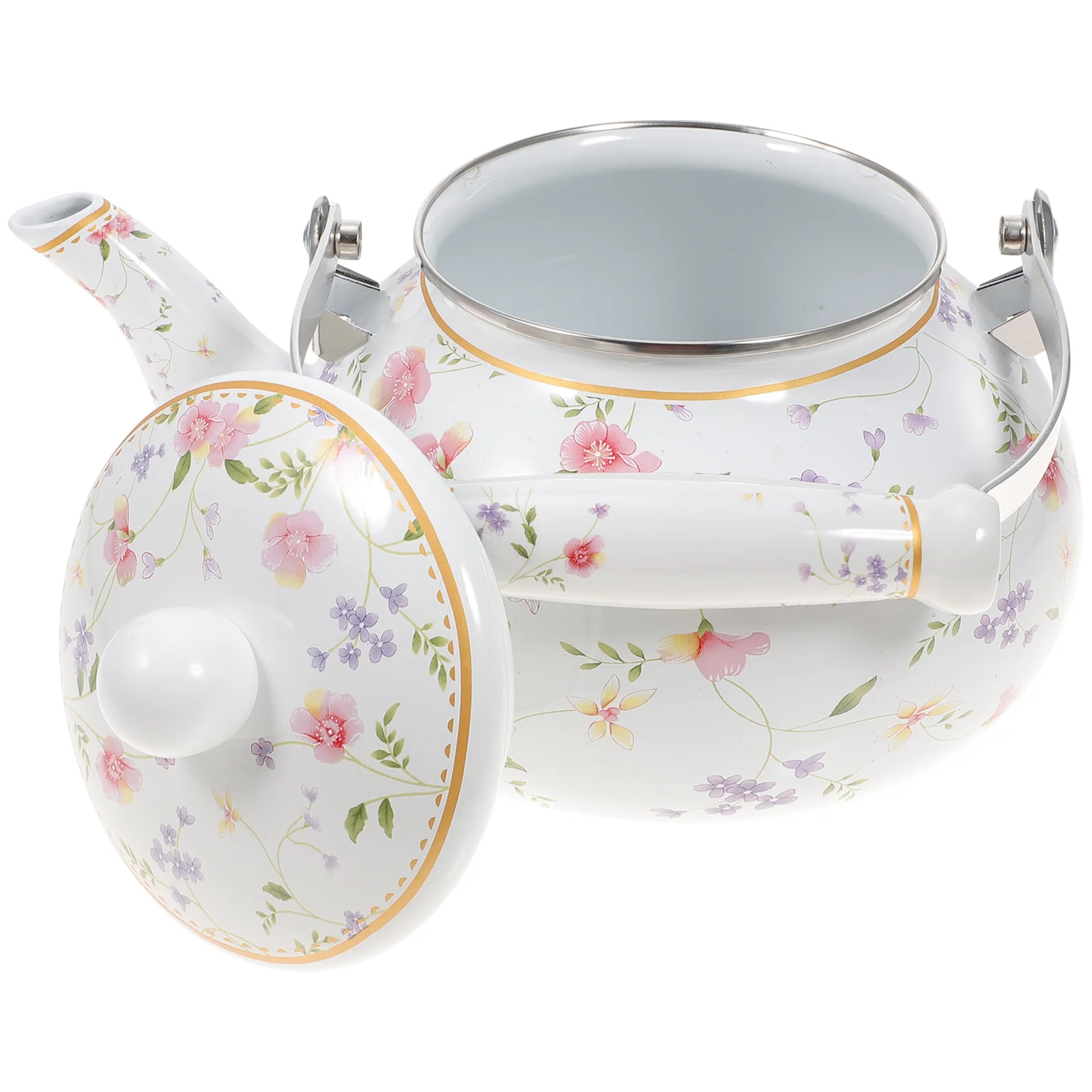 

Enamel Tea Kettle 1.5L Porcelain Teapot Stovetop Decorative Teapot Strainer Cool Handle Vintage Floral Teapot Hot Water Tea