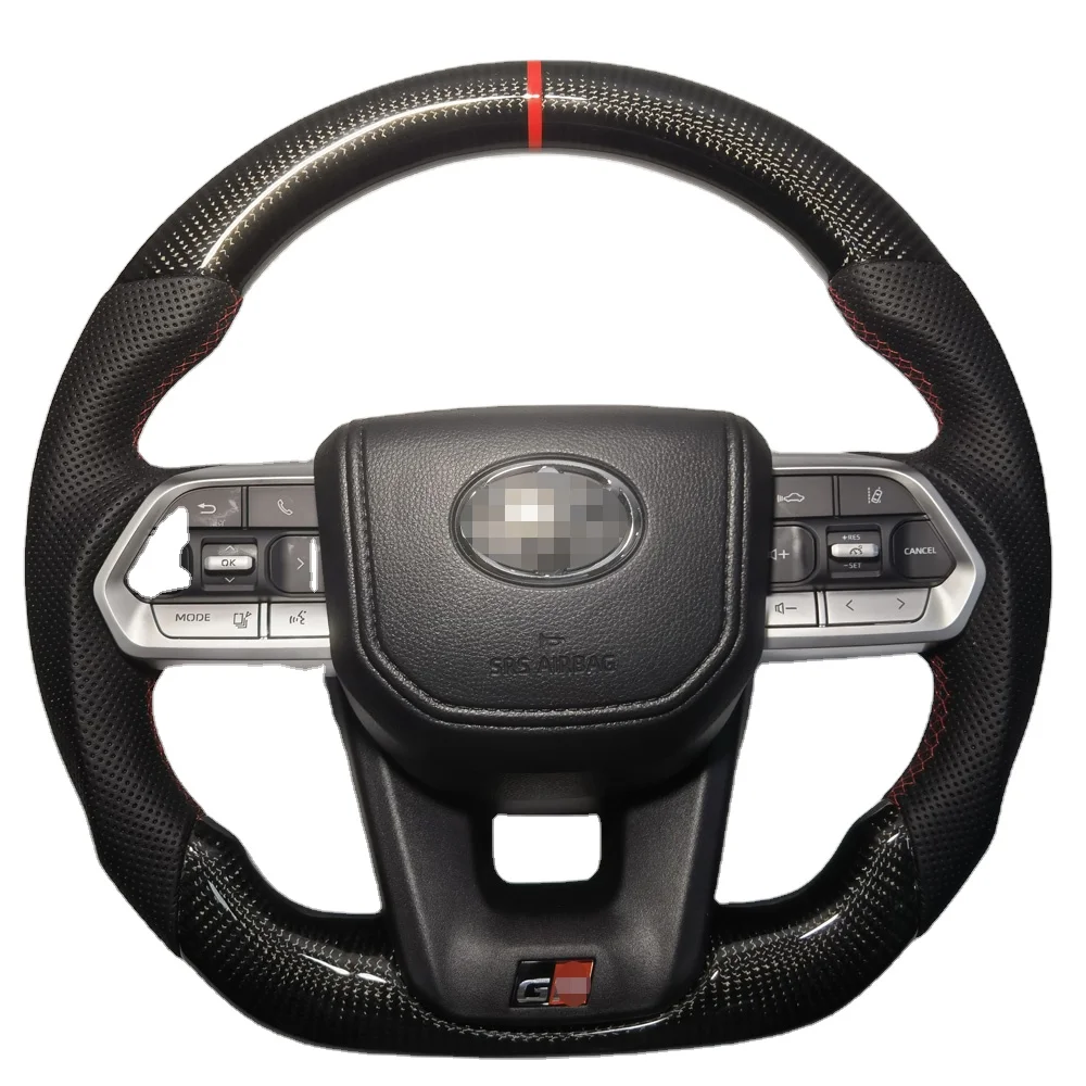 

Upgrade300 GR Style Carbon fiber Steering wheel For Toyota LAND CRUISER 200 LC200 FJ200 Black Button Steering wheel 2008 2021