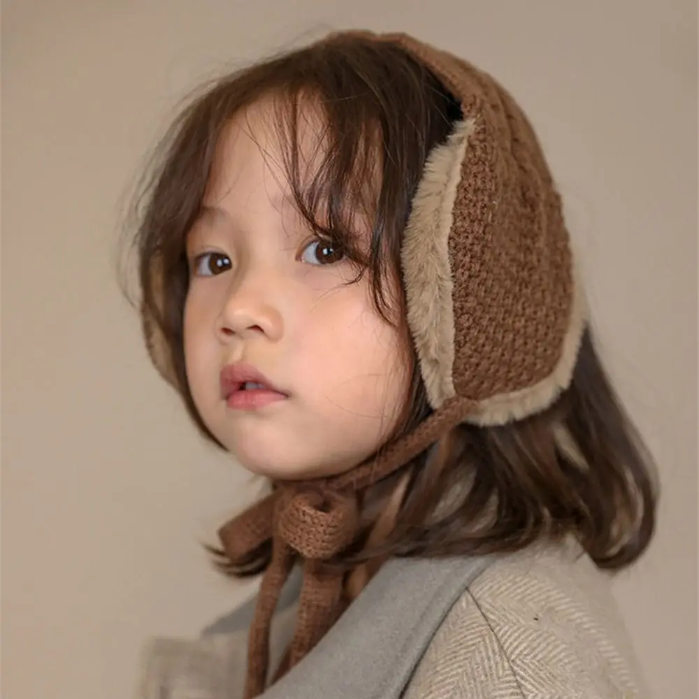 Winter Strappy Earmuffs for Children Knitted Thicken Warm Ear-Muffs Boys Girls Earflaps Kids Solid Color Ear Warmer children earmuffs