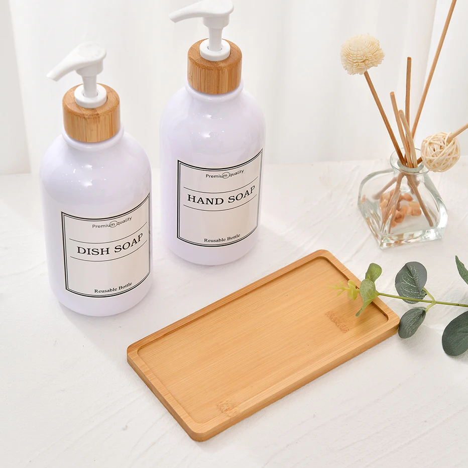 Wooden Soap Dispenser Tray Vanity Organizer Round Square Jewelry Countertop Storage Tray Bathroom Organizer Photography Props 3