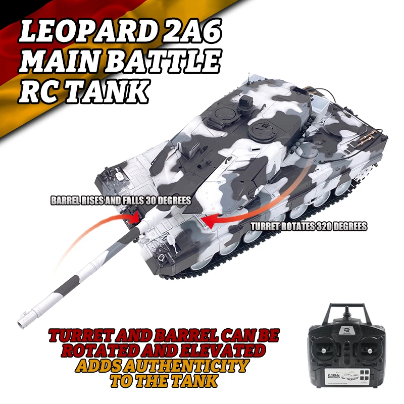 COOLBANK Henglong 3889-1 1/16 Scale German Leopard 2A6 Military Tank Model Battle RC Tank 2.4Ghz RC Tanks Hobby Gifts Customize 4