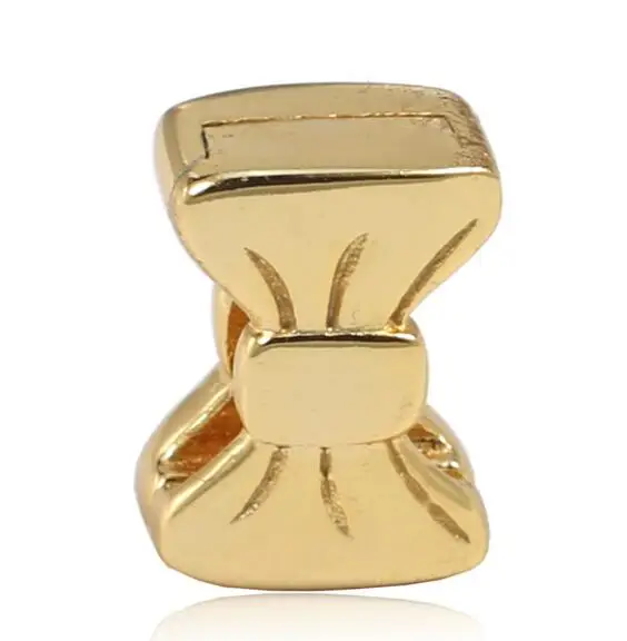Genuine 925 Sterling Silver Bead Charm Gold Reflexions Bow Clip Stopper Lock Beads Fit Pandora Bracciale & Bangle Gioielli Fai Da Te