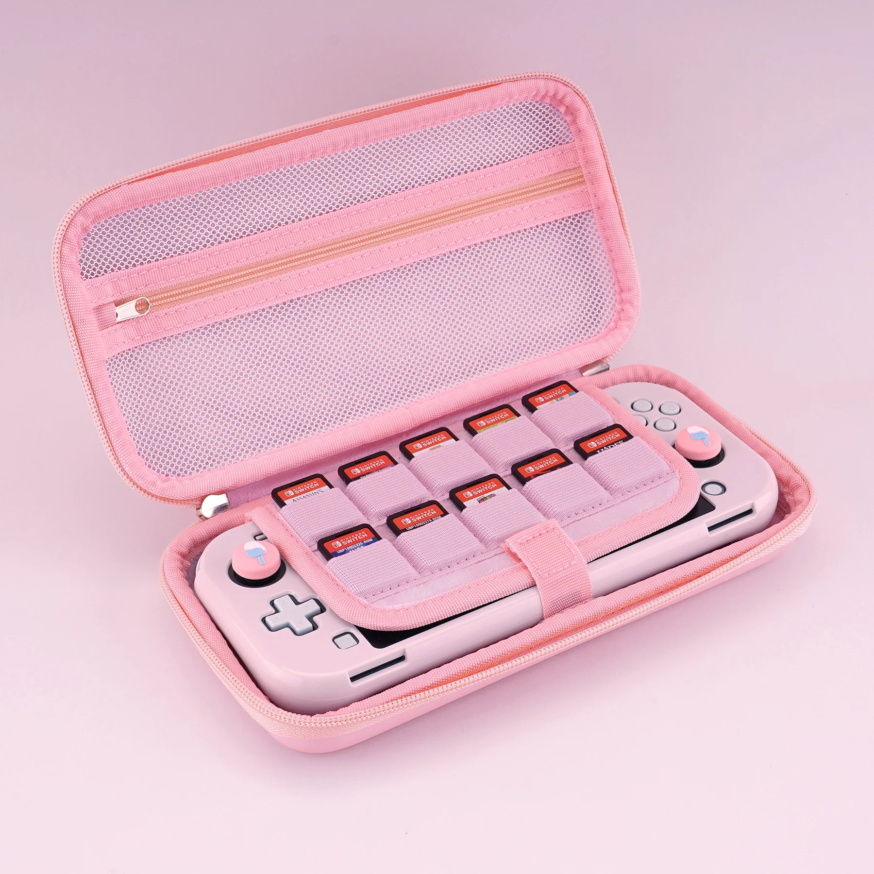 Playvital Rosa Bonito Estojo de Transporte para Nintendo Switch Lite Menina Case de Armazenamento Polegar Aperto Tampas para Interruptor Lite - Image 3