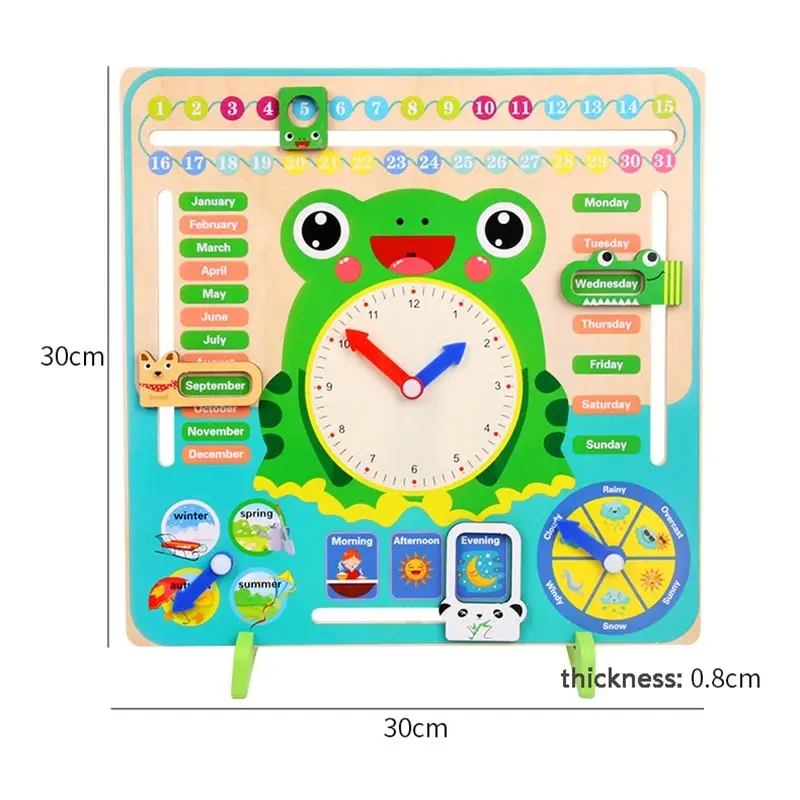 Kids Wooden Montessori Toys Weather Season Calendar Clock Time Cognition Preschool English Education Teaching Toys For Kids Gift 6