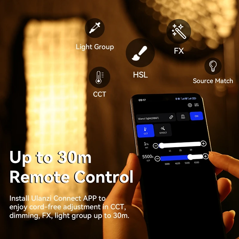 Ulanzi VL-120Bi VL-120C 120W V-Mount COB Light Wireless APP Control 2700K-6500K Video Light for Skit Video Photography 4
