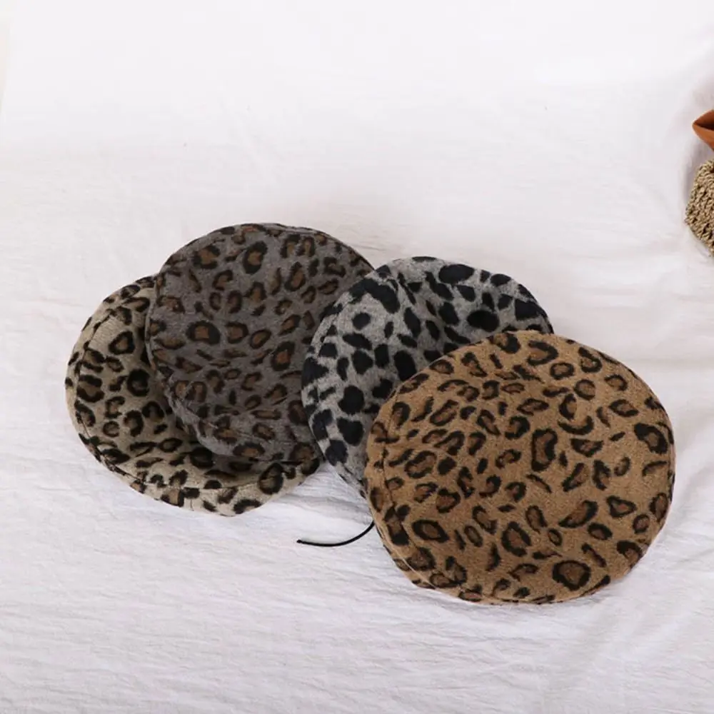 Trendy Korean Version Leopard Print Beret All-Match Student Octagonal Cap Pumpkin Cap