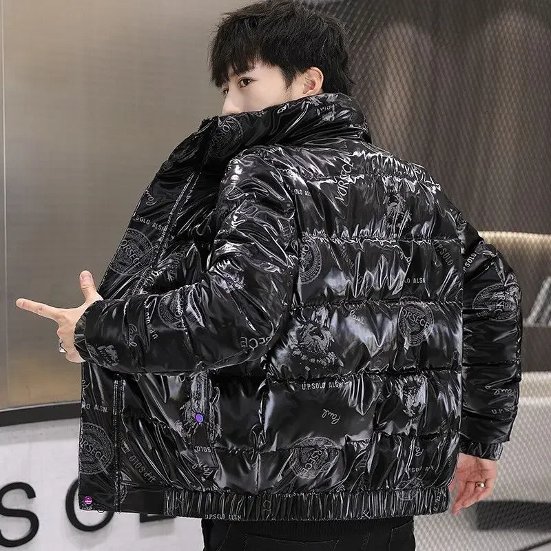 Luxury Brand Men Jacket Printed Cotton-padded Jacket Parkas Warm Glossy Windproof Coat Thick Puffer Jacket Korean Men's Clothing