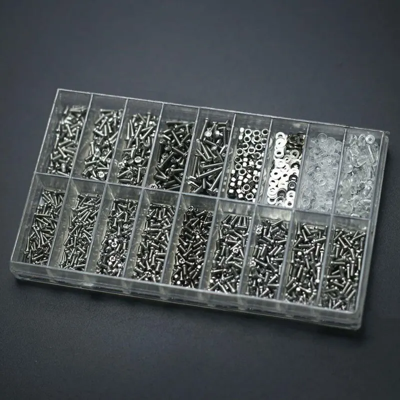 1000 PCs Glasses Screw Accessories Box Nose Tray Screw Watch Glasses Repair Set 18 Grid