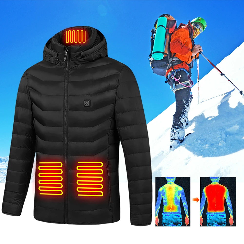 9 Heating Areas Vest Jacket Men Winter Electric Heated Vest Men USB Infrared Waistcoat S- 6XL For Sports Hiking Camping Unisex