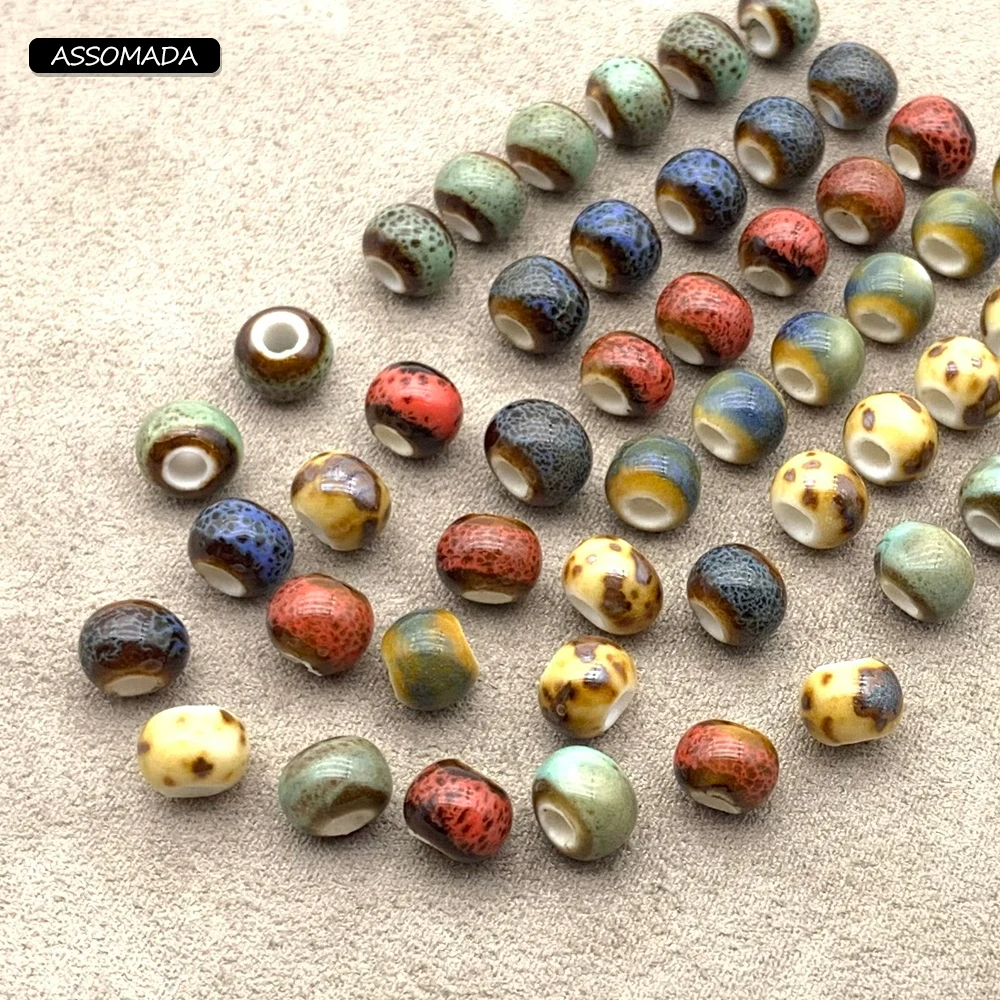 100PCS Decorative Round Small Beads For Jewelry Making DIY Ceramic Bead