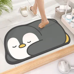 Charming Super Absorbent Quick-Drying Non-Slip Bathroom Mat - 500MMx800MM (Black Penguin 8)