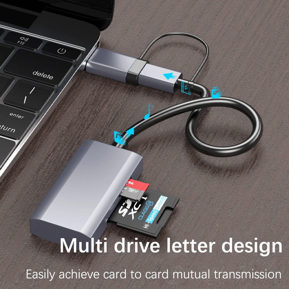 UTHAI TF24 노트북 액세서리 타입-C to USB 3.0 허브 SD TF 컴퓨터 폰 OTG 다기능 고속 카드 리더기