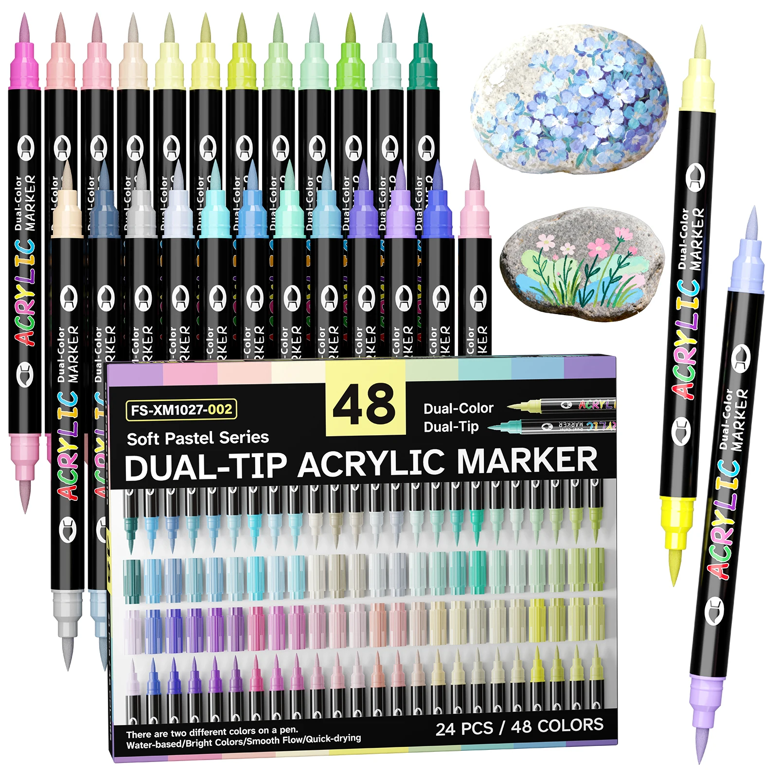 24/48/72/144 Colors Acrylic Paint Markers,Dual tips Dual Col