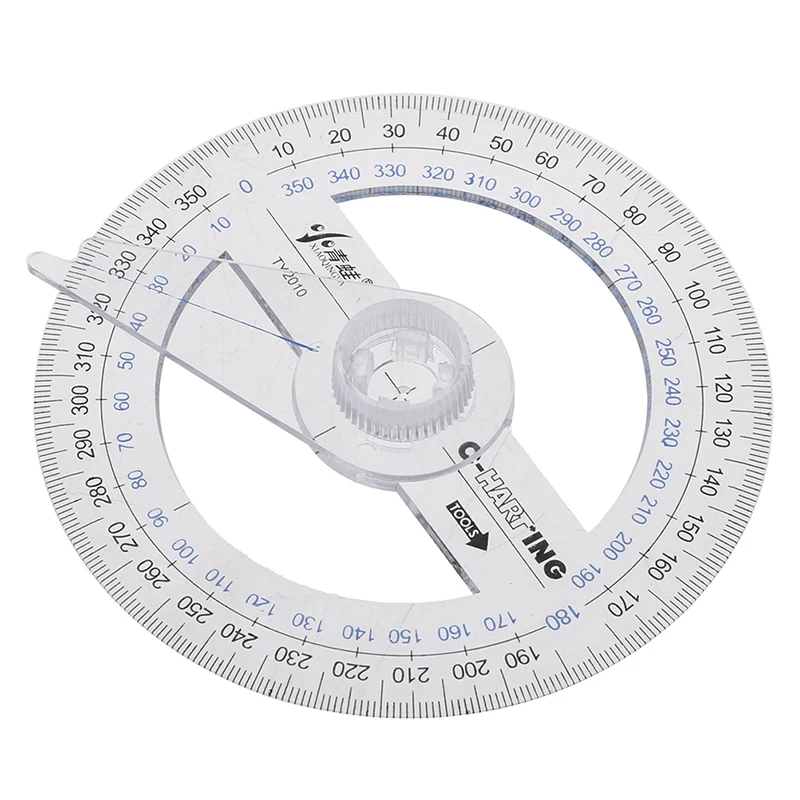 1PCS Round Ruler Patchwork Ruler 360 Degree Pointer Protractor Ruler Angle Finder Swing Arm For School Office Supplies Plastic 3