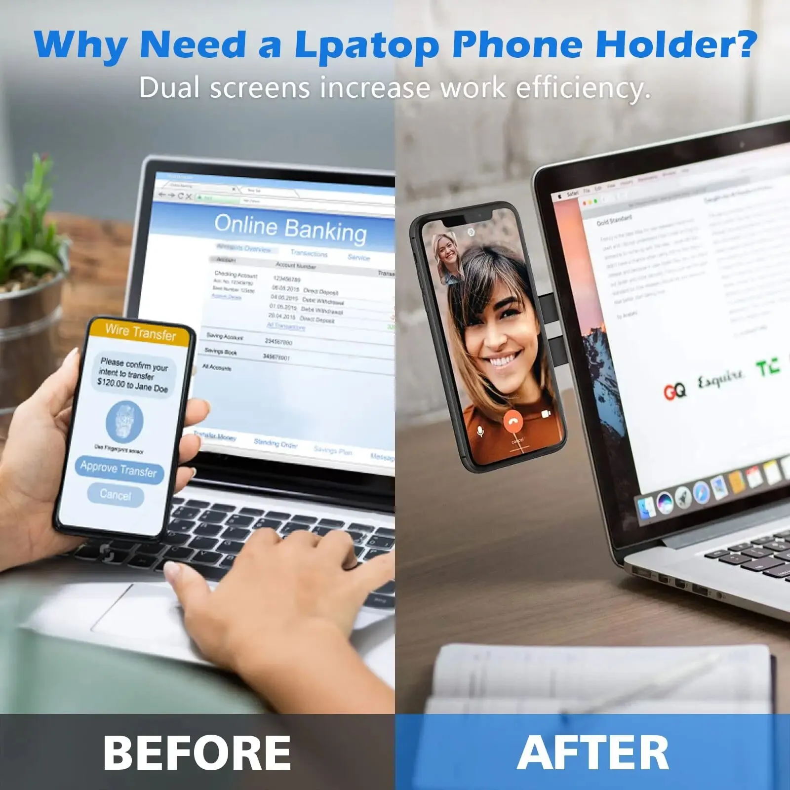 Magnetic Foldable Laptop Phone Holder for Computers and Monitors