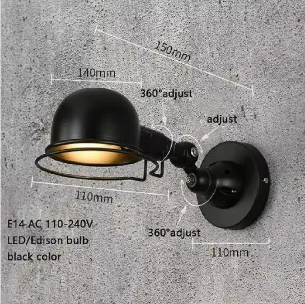 Loft Vintage industrial jielde long Arm adjustable Wall Lamp Reminisce Retractable E14 LED wall lights for bedroom living room