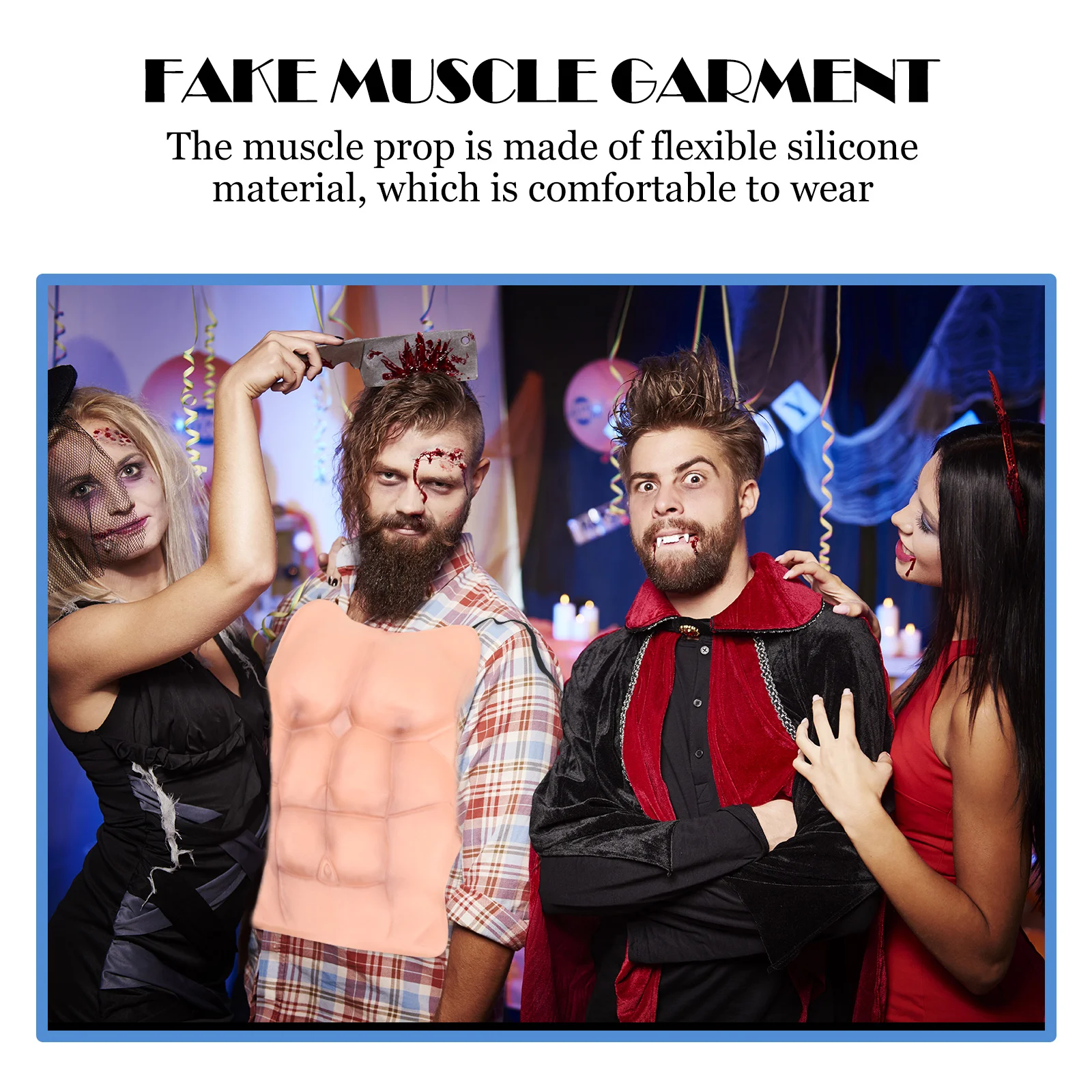 Cosplay Costume Muscle Chest Silicone Party Props Muscles Garments Bachelor Cosplay Costume Abdominal Terminator Costume Man Vest Skin