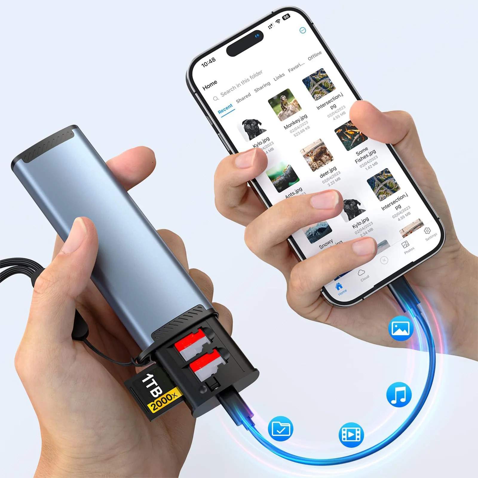 USB C SD 카드 어댑터 및 홀더 Type-C 메모리 카드 리더 플러그 앤 플레이 아이폰, 드론, 액션 카메라, 태블릿 호환