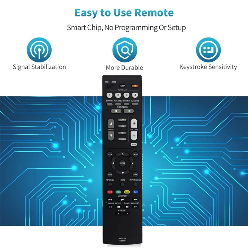 ELECT-3X Musiccast 스테레오 AV 수신기 RX-V4A RX-V4ABL용 RAV574 VDM8690 리모컨 교체