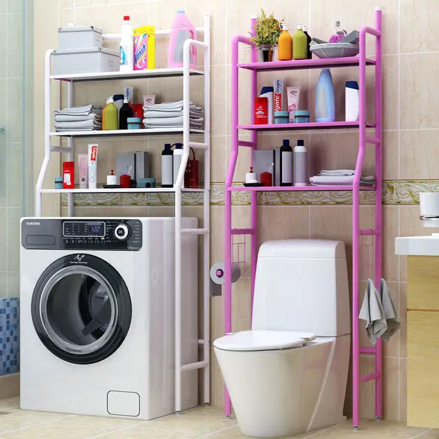 Fém Wc -Szekrény Polc A Keret Konyhai Mosógép Felett Nincs Bélyegző Padló Szervező Tartó Sarok - Image 3