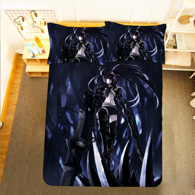 oversized king comforter Black Rock Shooter Anime 3PCS Duvet Cover Sets Cartoon Bedding Children Room Pillow Case satin sheets Bedding Sets