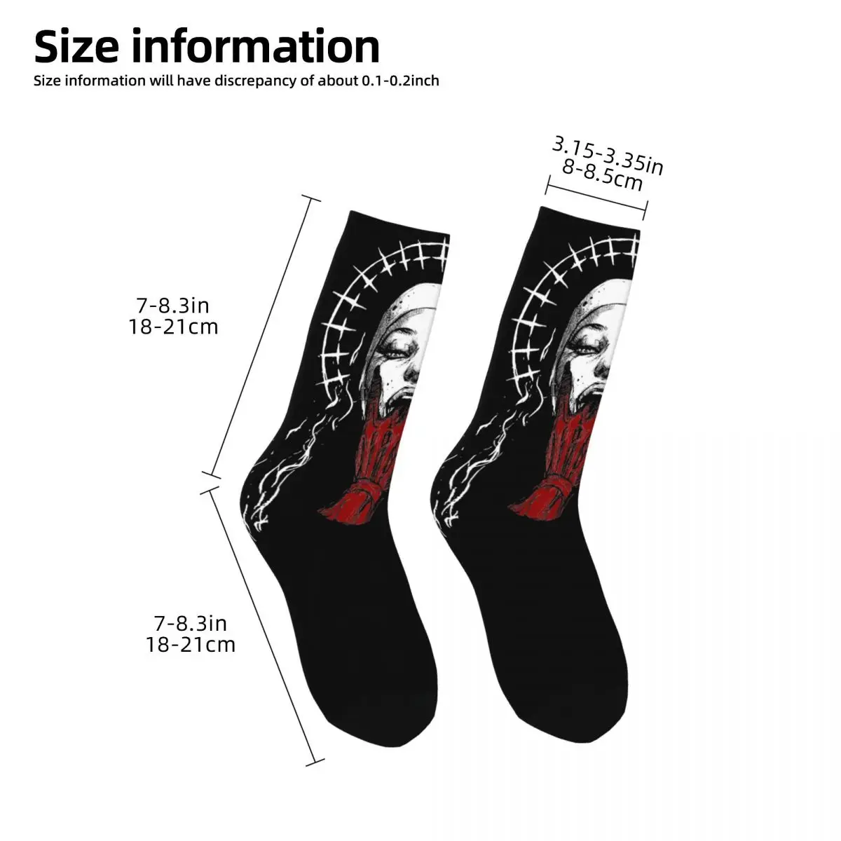 Fashion Satanic Bad Nun Skateboard Socks Polyester Middle Tube Socks for Unisex Breathable