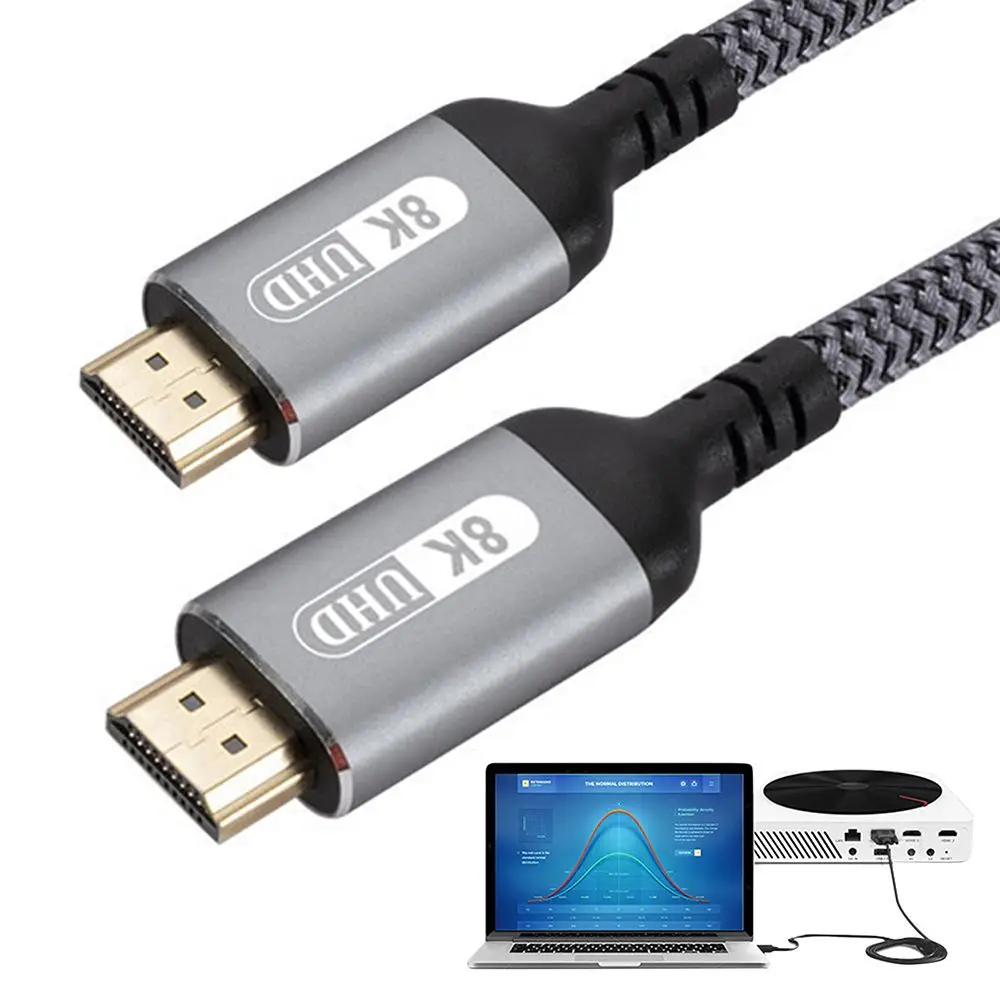 

HDMI 2.1 Cable Premium Resolution 7680*4320/4K/2K 8K/60HZ HDR 48Gbps Ultra HD High-Speed Cord for TV Computer Projector PS5 XBox