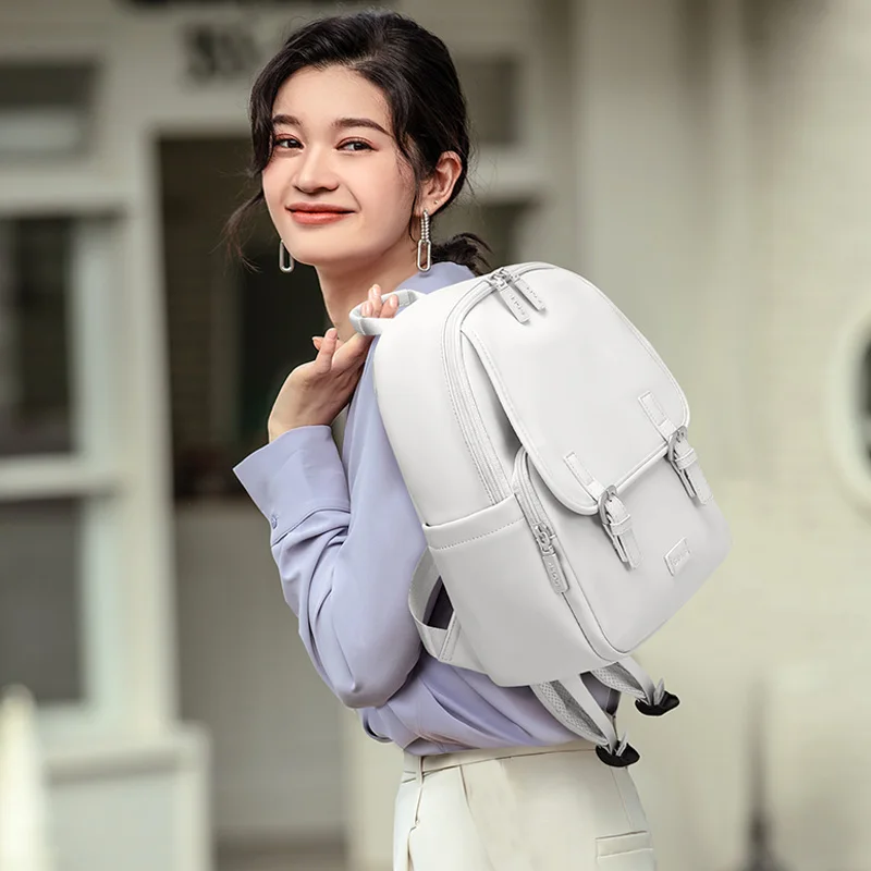 GOLF Backpack Leather Vintage Women Small Black Backpacks Multi Pockets White Backpack Purse Waterproof Buckle Ladies Back Bags 6
