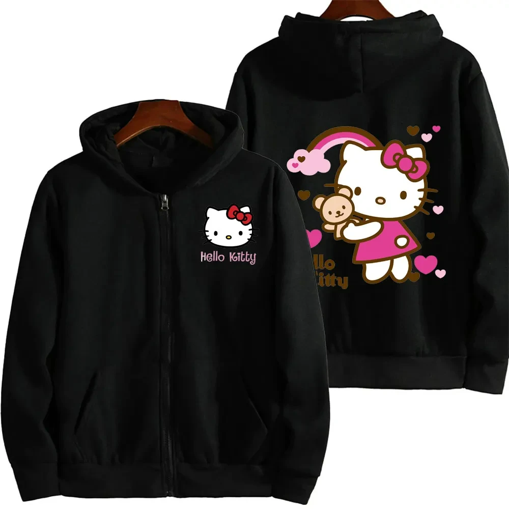 thumbnail image 1 of Sudadera con capucha y cremallera para mujer, ropa de calle Kawaii con estampado de Hello Kitty, Sanrio, otoño e invierno, 2024, 1 of 2