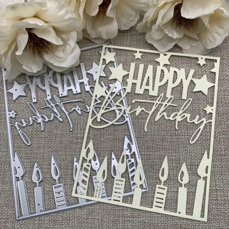 Happy Birthday Bouquet Flowers Metal Cut Hot Foil Plate Dies Butterfly Stencils for DIY Scrapbooking Paper Cards Gift Decor Mold
