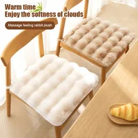 Warm Rabbit Plush Plush Chair Seat Non Slip Thickened Winter Chair Pads Square Chair Seat Pads Home 1