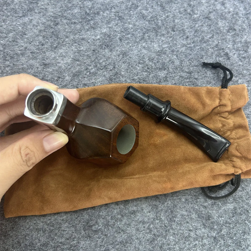 1pcs Natural Ebony Wood Wooden Tobacco Pipe Sandalwood Smoking Pipe Filter Smoke