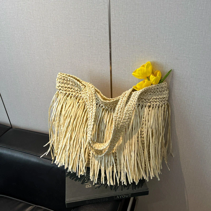 Fashion Women's Straw Bags Quality Handmade Rattan Beach Bag Summer Travel Handbags And Purses Straw Female Shoulder Bags