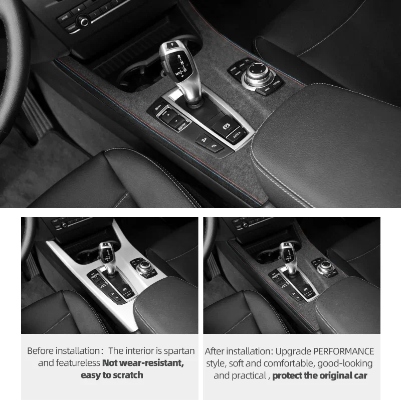 BMW X3 F25 X4 F26 Alcantara 자동차 인테리어 센터 콘솔 기어 시프터 패널 트림 프레임 성능 스티커 액세서리로 제작