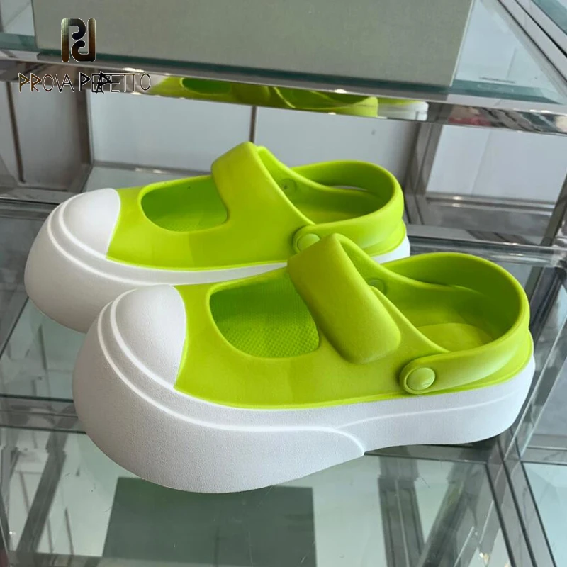 

Женские пляжные туфли на толстой подошве, праздничные сандалии карамельных цветов с закрытым носком, тапочки для отдыха, увеличивающие рост