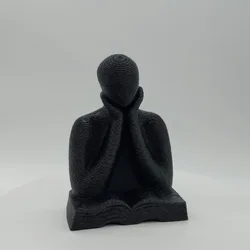 3D - Printed Abstract Figure Statue - Inspirational Desktop Ornament & Graduation Gift (Black)